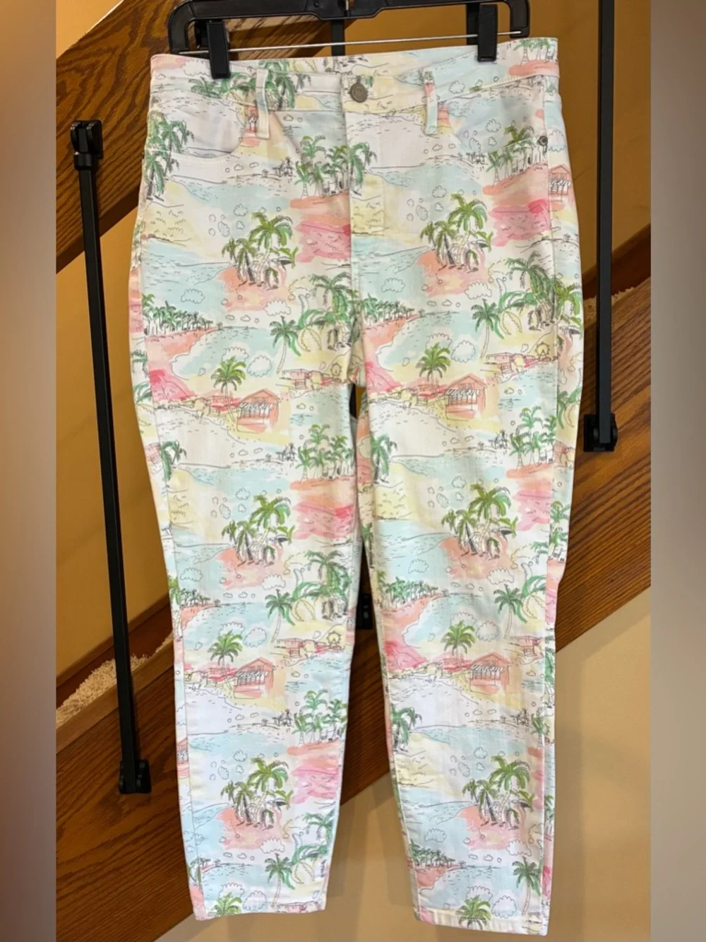 Talbots Pants Flawless High Waist Jeggings Crop Tropical Print SZ. 10 Women’s - Picture 1 of 14